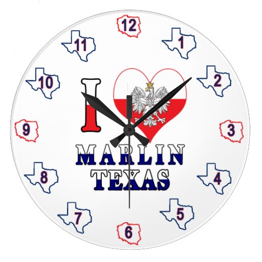 Image of I Heart Love Marlin Texas Large Clock