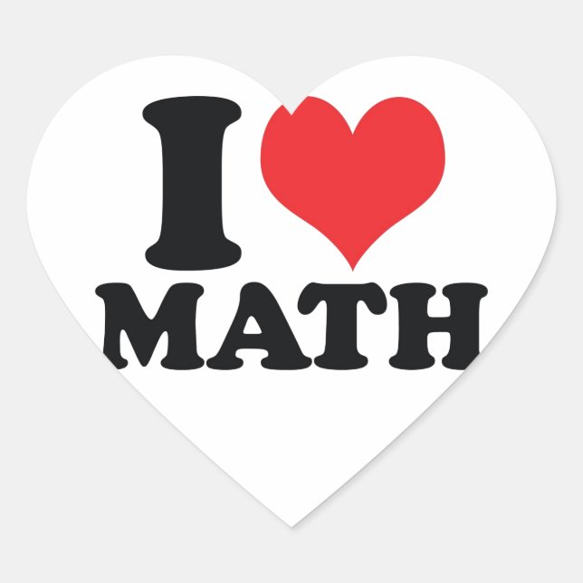 I Heart / love math Heart Sticker (Front)