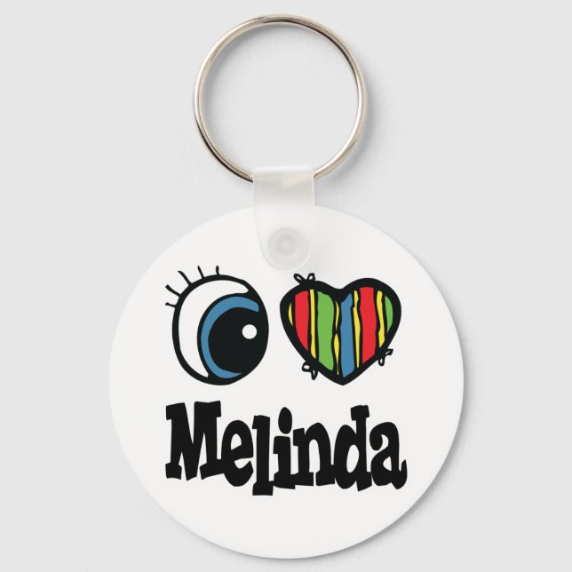 I Heart (Love) Melinda Key Ring (Front)