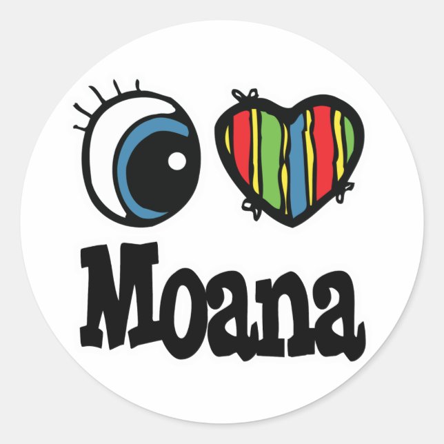I Heart (Love) Moana Classic Round Sticker (Front)