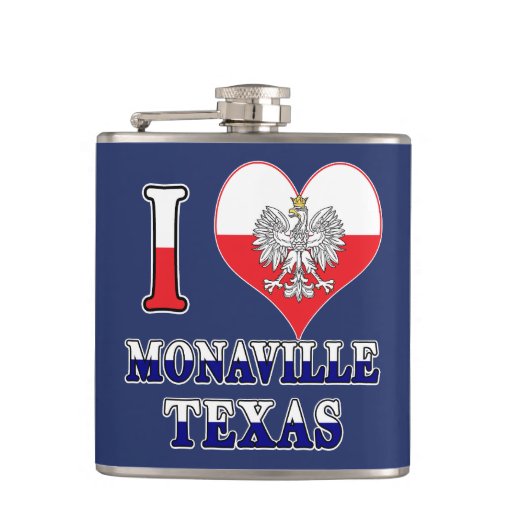 Image of I Heart Love Monaville Texas Hip Flask
