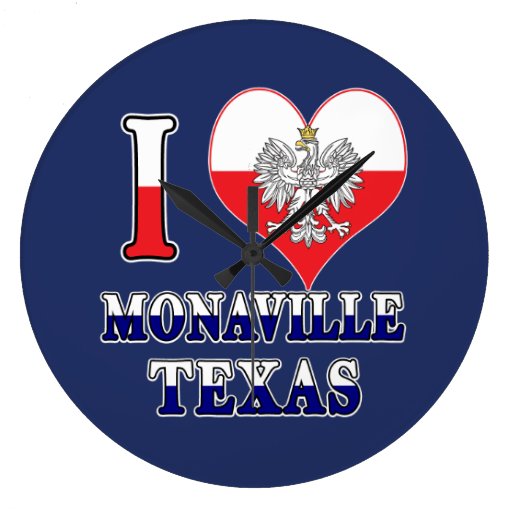 Image of I Heart Love Monaville Texas Large Clock