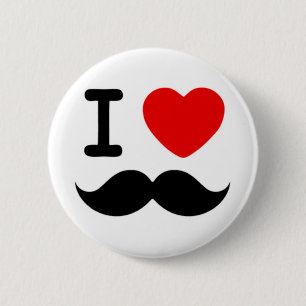 I heart / Love Moustaches / Mustaches 6 Cm Round Badge