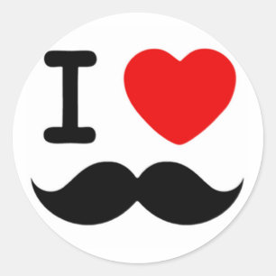I heart / Love Moustaches / Mustaches Classic Round Sticker