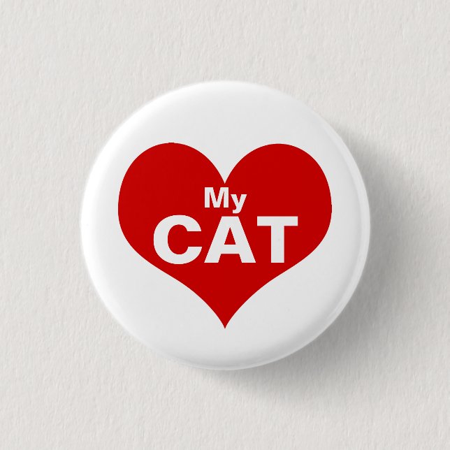 I Heart (Love) My Cat Button (Front)