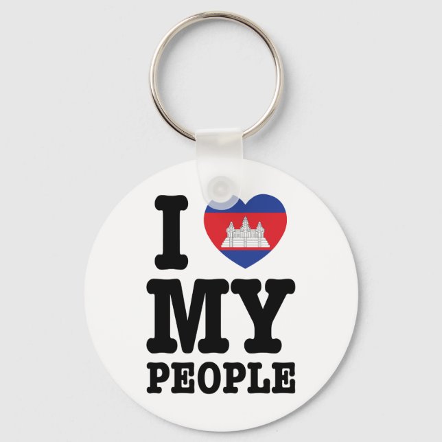 I Heart (Love) My Khmer People Key Ring (Front)