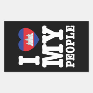I Heart (Love) My Khmer People Rectangular Sticker