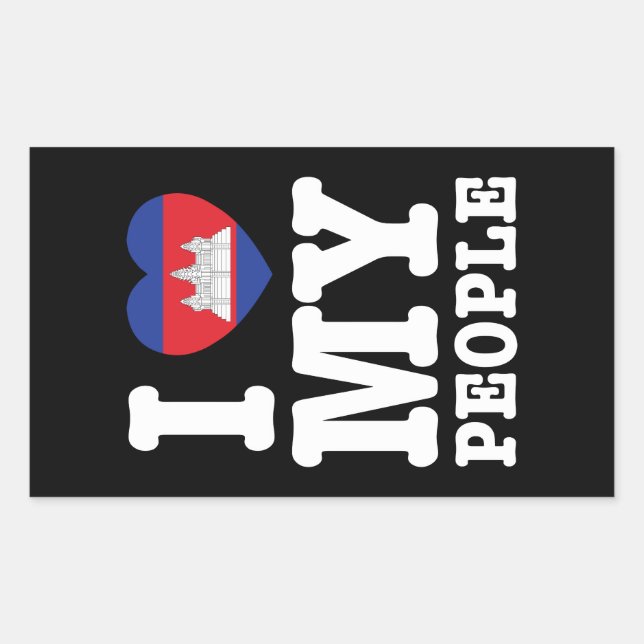 I Heart (Love) My Khmer People Rectangular Sticker (Front)