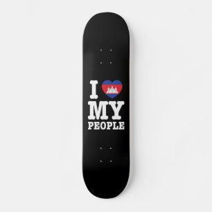 I Heart (Love) My Khmer People Skateboard