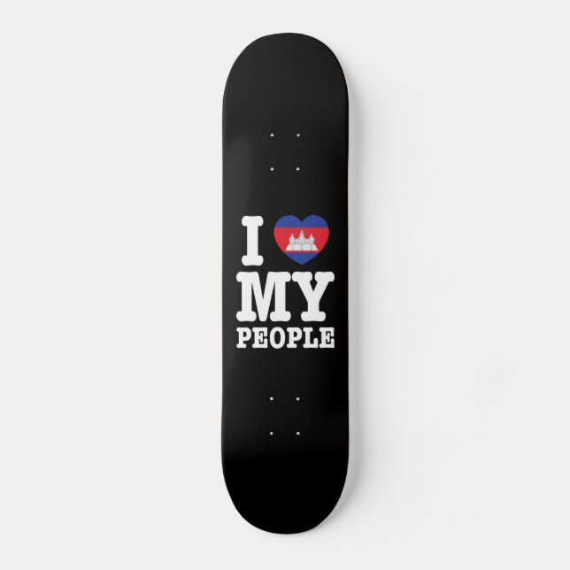 I Heart (Love) My Khmer People Skateboard (Front)