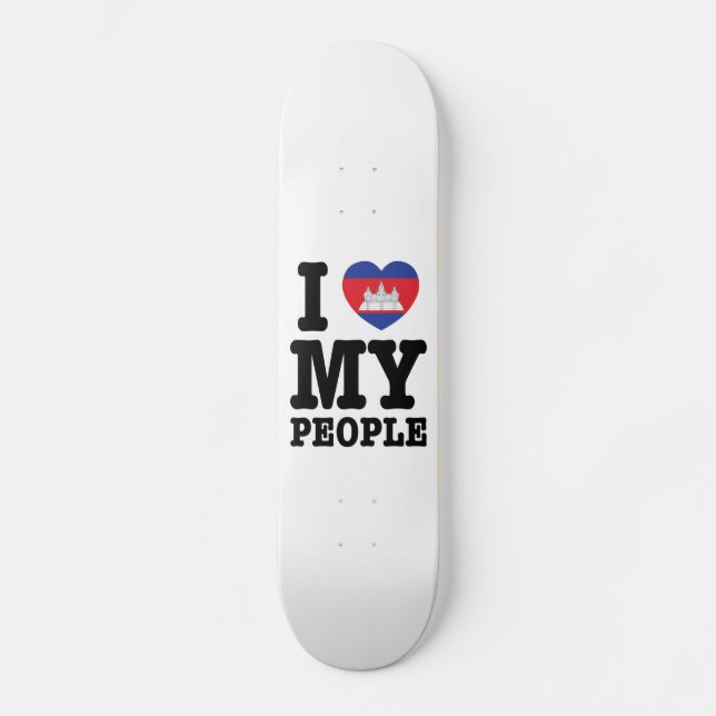 I Heart (Love) My Khmer People Skateboard (Front)