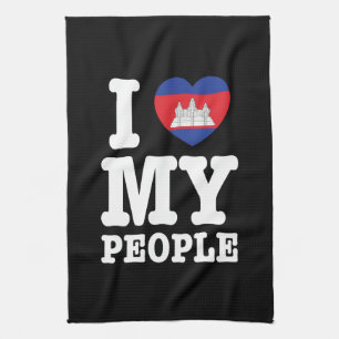 I Heart (Love) My Khmer People Tea Towel