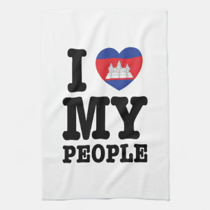 I Heart (Love) My Khmer People Tea Towel
