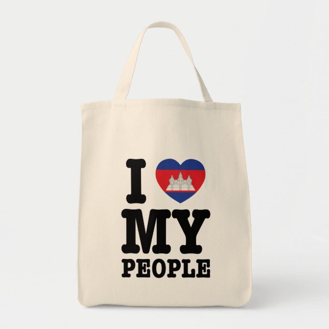 I Heart (Love) My Khmer People Tote Bag (Front)