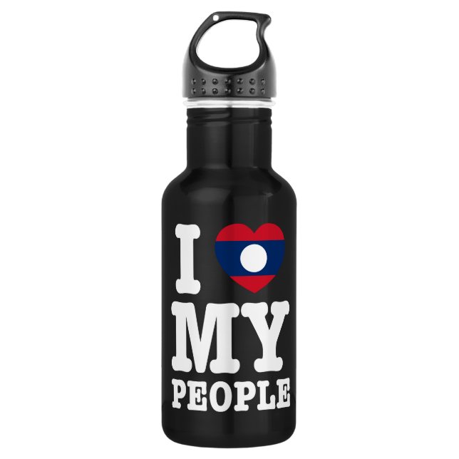 I Heart (Love) My Lao People 532 Ml Water Bottle (Front)