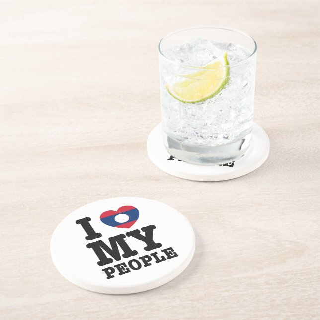 I Heart (Love) My Lao People Coaster (Side)