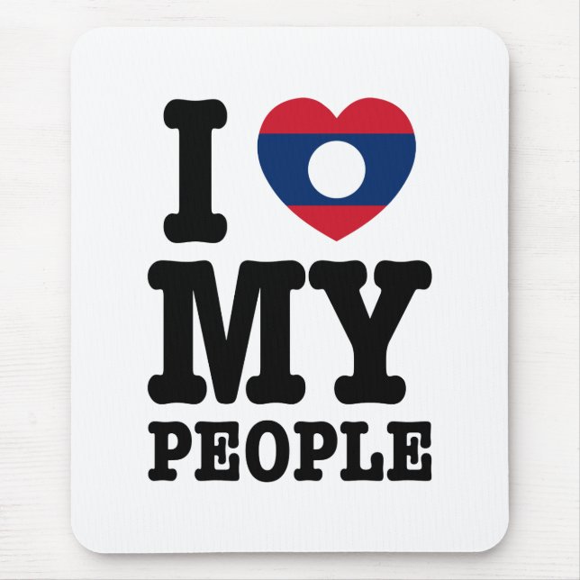 I Heart (Love) My Lao People Mouse Mat (Front)