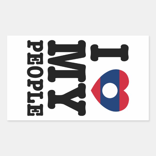 I Heart (Love) My Lao People Rectangular Sticker (Front)