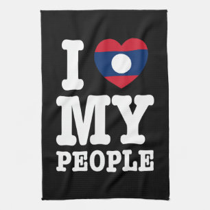 I Heart (Love) My Lao People Tea Towel