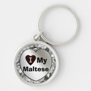 I Heart/Love My Maltese Premium Keychain