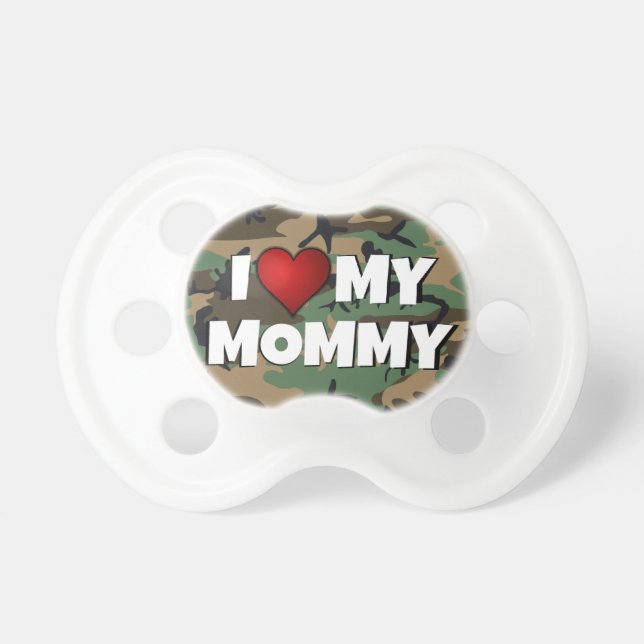 I (heart) Love My Mummy Camouflage - Baby Pacifie Dummy (Front)