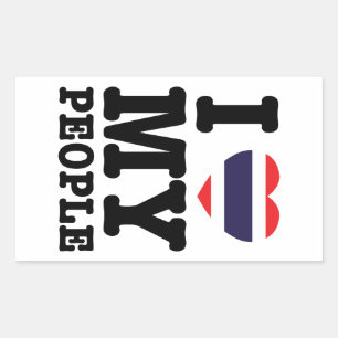 I Heart (Love) My Thai People Rectangular Sticker