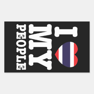 I Heart (Love) My Thai People Rectangular Sticker