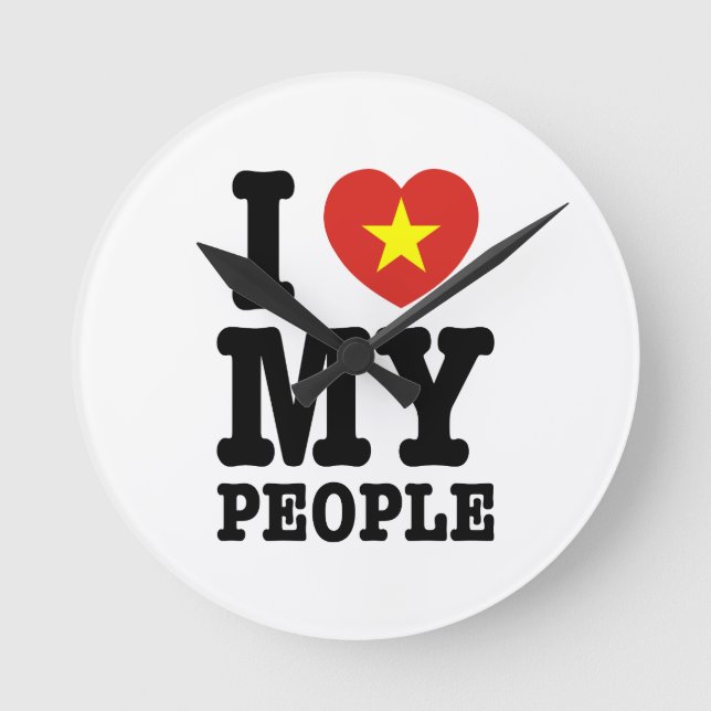 I Heart (Love) My Viet People Round Clock (Front)