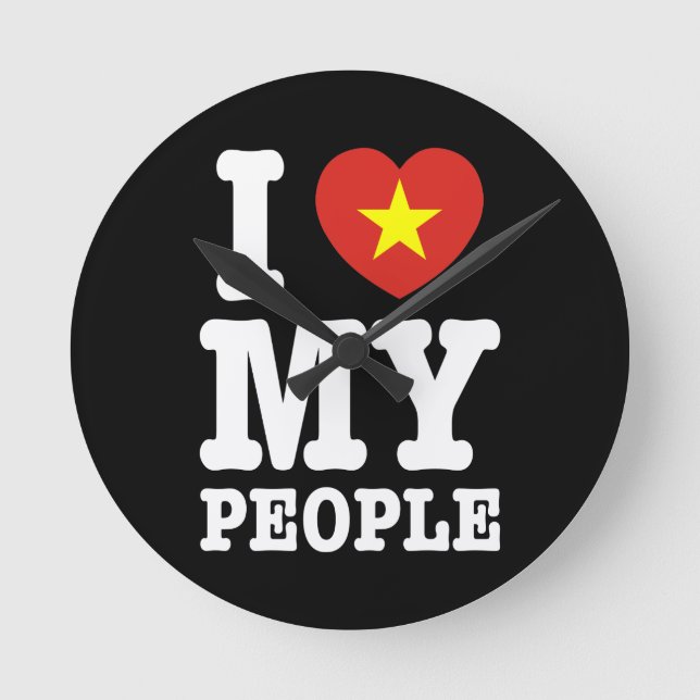 I Heart (Love) My Viet People Round Clock (Front)
