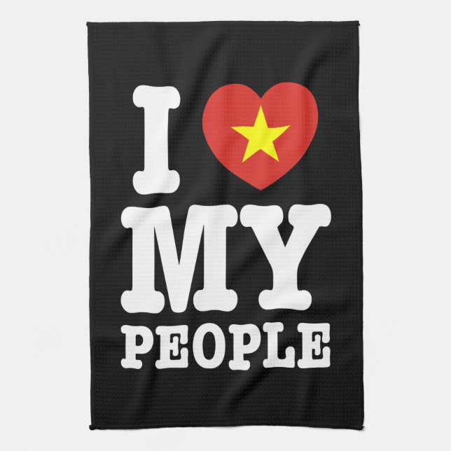 I Heart (Love) My Viet People Tea Towel (Vertical)