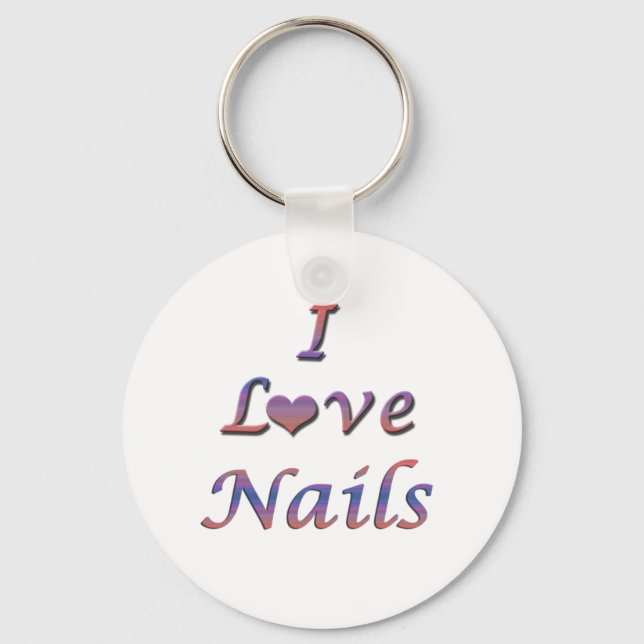 I Heart (Love) Nails Key Ring (Front)