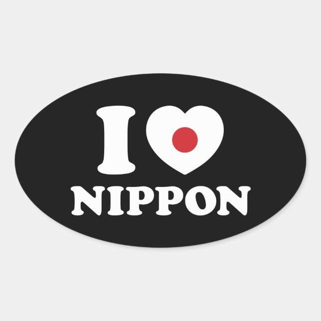 I HEART [LOVE] NIPPON OVAL STICKER (Front)