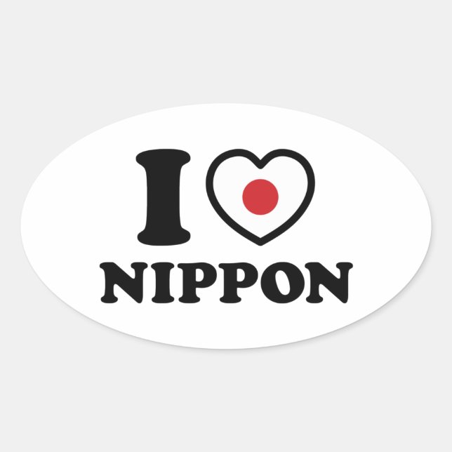 I HEART [LOVE] NIPPON OVAL STICKER (Front)