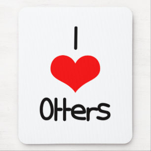 I Heart (Love) Otters Mouse Mat