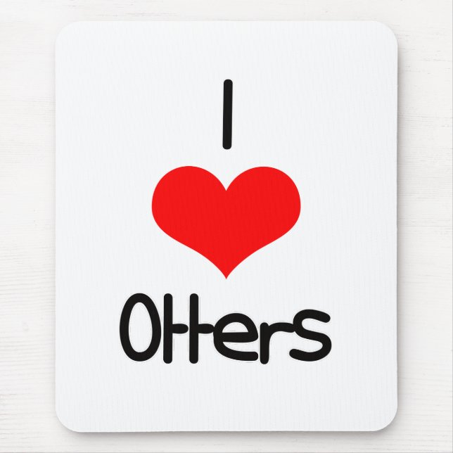 I Heart (Love) Otters Mouse Mat (Front)