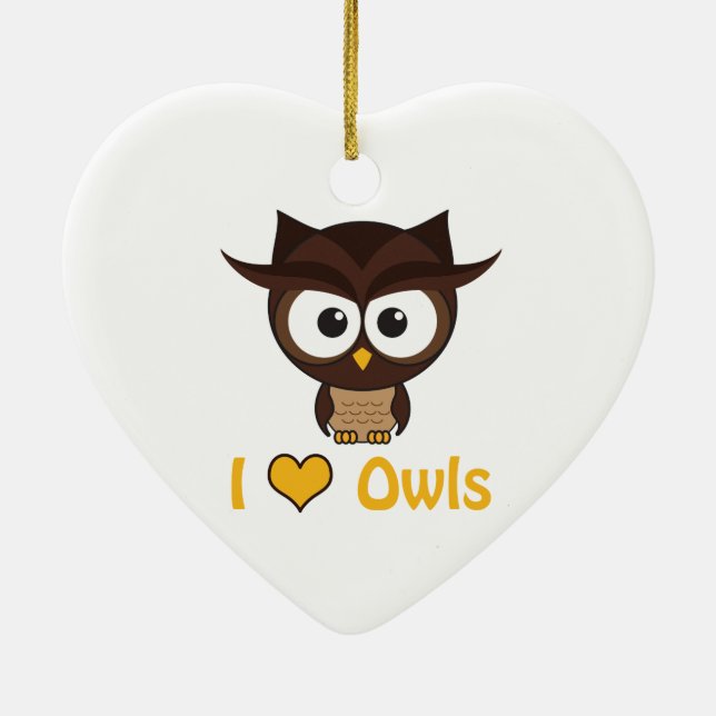 I heart (love) owls ceramic tree decoration (Back)