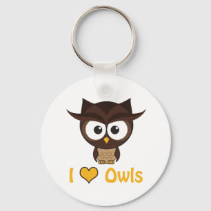 I heart (love) owls key ring