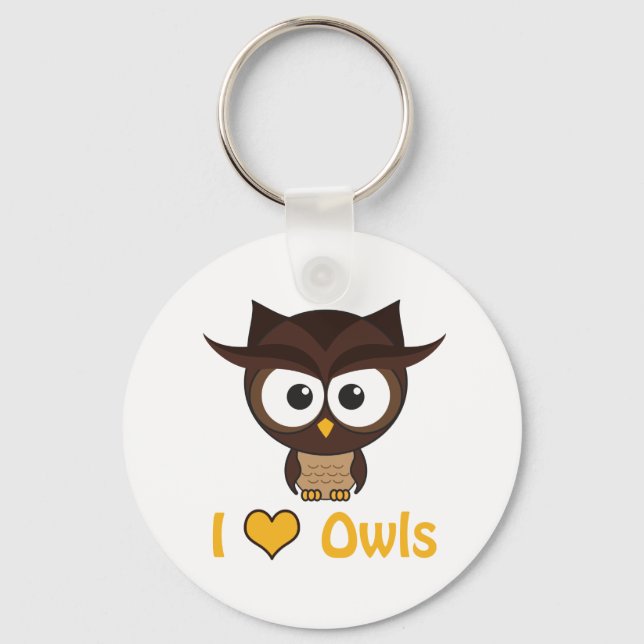 I heart (love) owls key ring (Front)