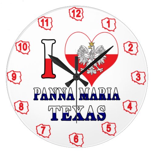Image of I Heart Love Panna Maria Texas Large Clock