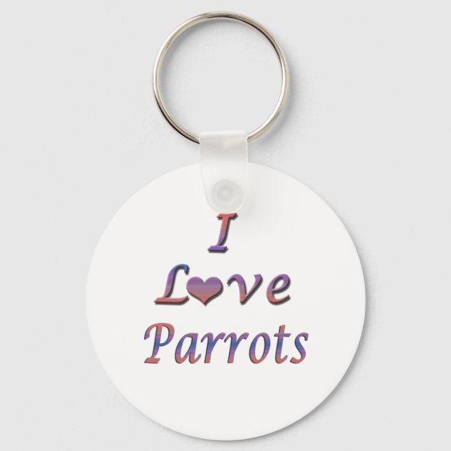 I Heart (Love) Parrots  Key Ring (Front)