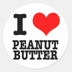I HEART (LOVE) PEANUT BUTTER CLASSIC ROUND STICKER