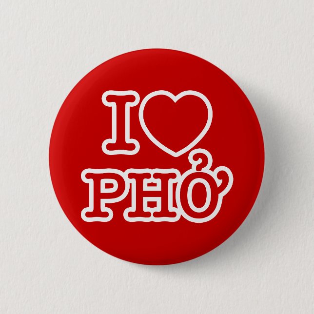 I Heart (Love) Pho 6 Cm Round Badge (Front)