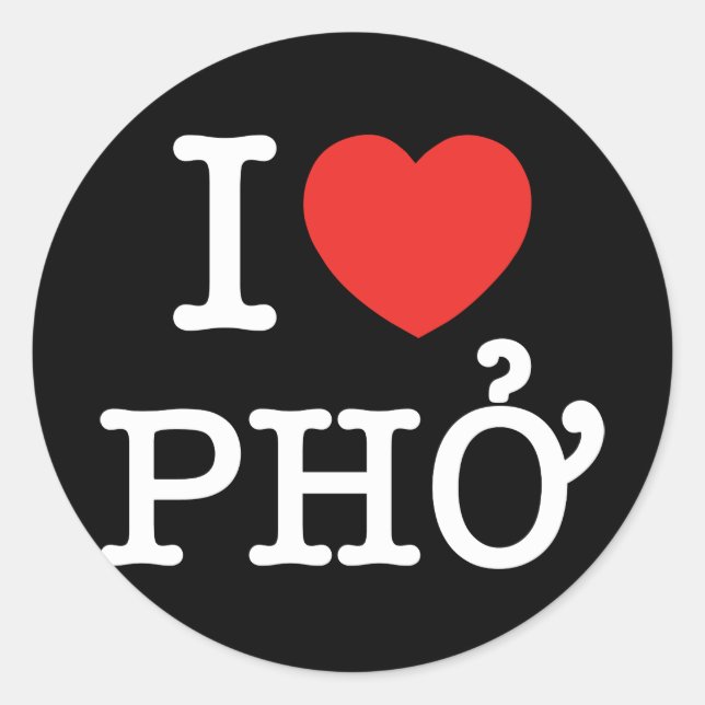 I Heart (Love) Pho Classic Round Sticker (Front)