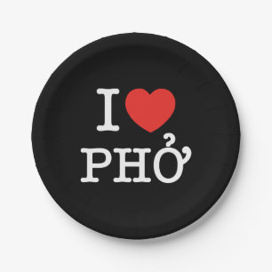 I Heart (Love) Pho Paper Plate