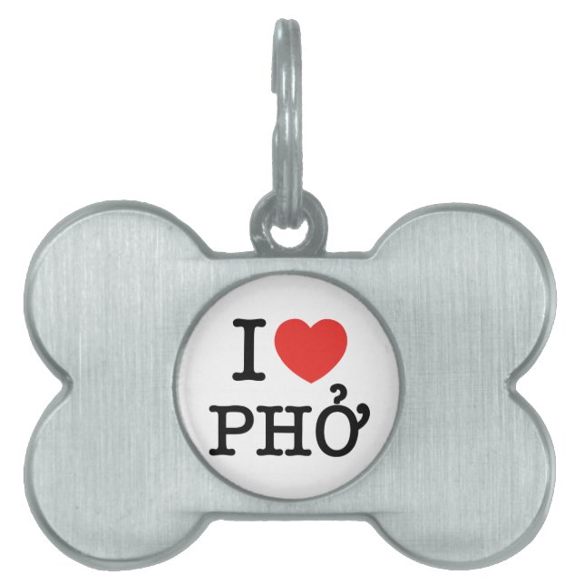 I Heart (Love) Pho Pet ID Tag (Front)
