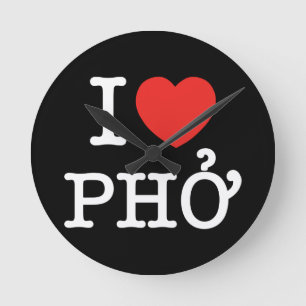 I Heart (Love) Pho Round Clock