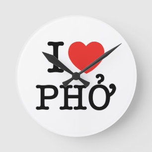 I Heart (Love) Pho Round Clock