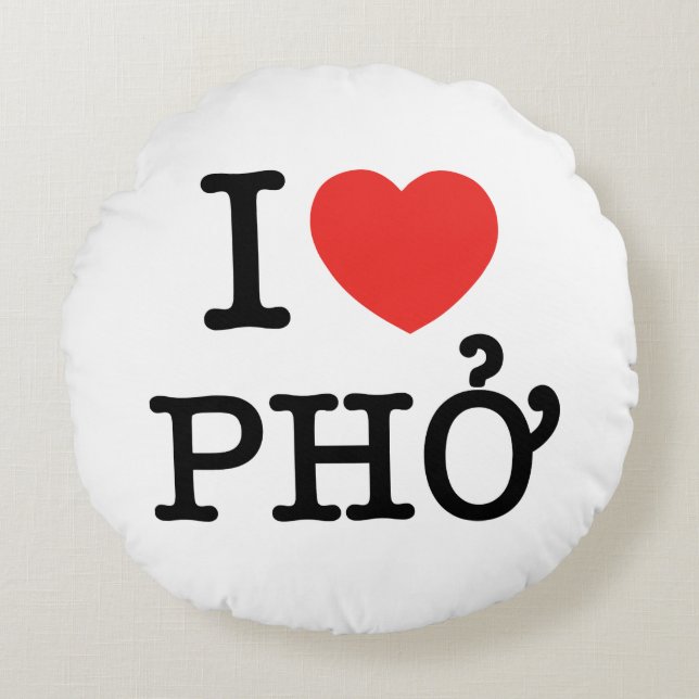 I Heart (Love) Pho Round Cushion (Front)