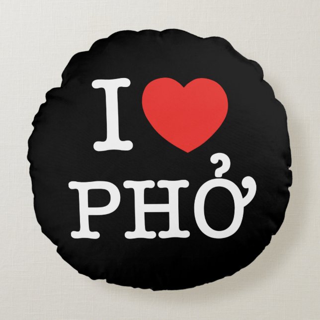 I Heart (Love) Pho Round Cushion (Front)