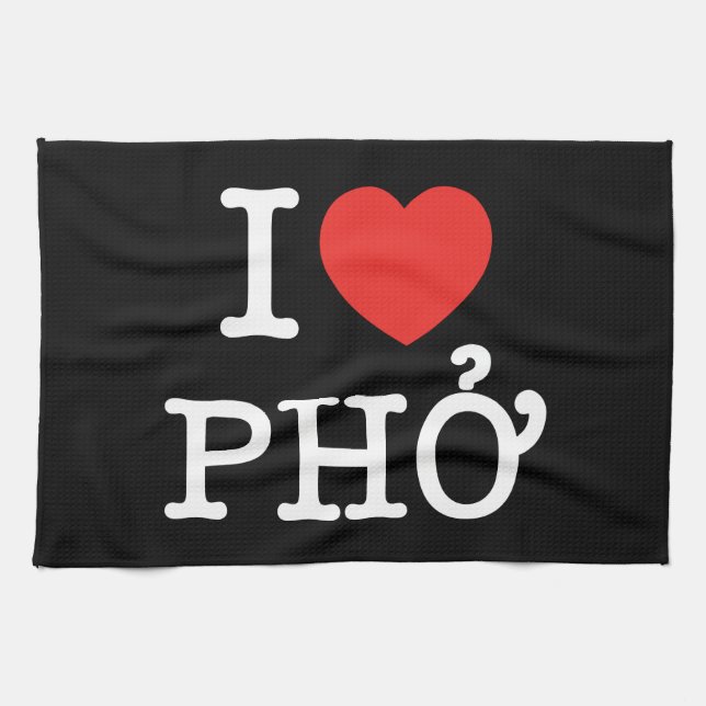 I Heart (Love) Pho Tea Towel (Horizontal)